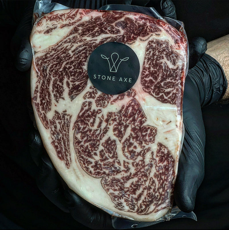 RIB EYE WAGYU FULL BLOOD STONE AXE BMS 9+ STEAK 🇦🇺 450-500gr
